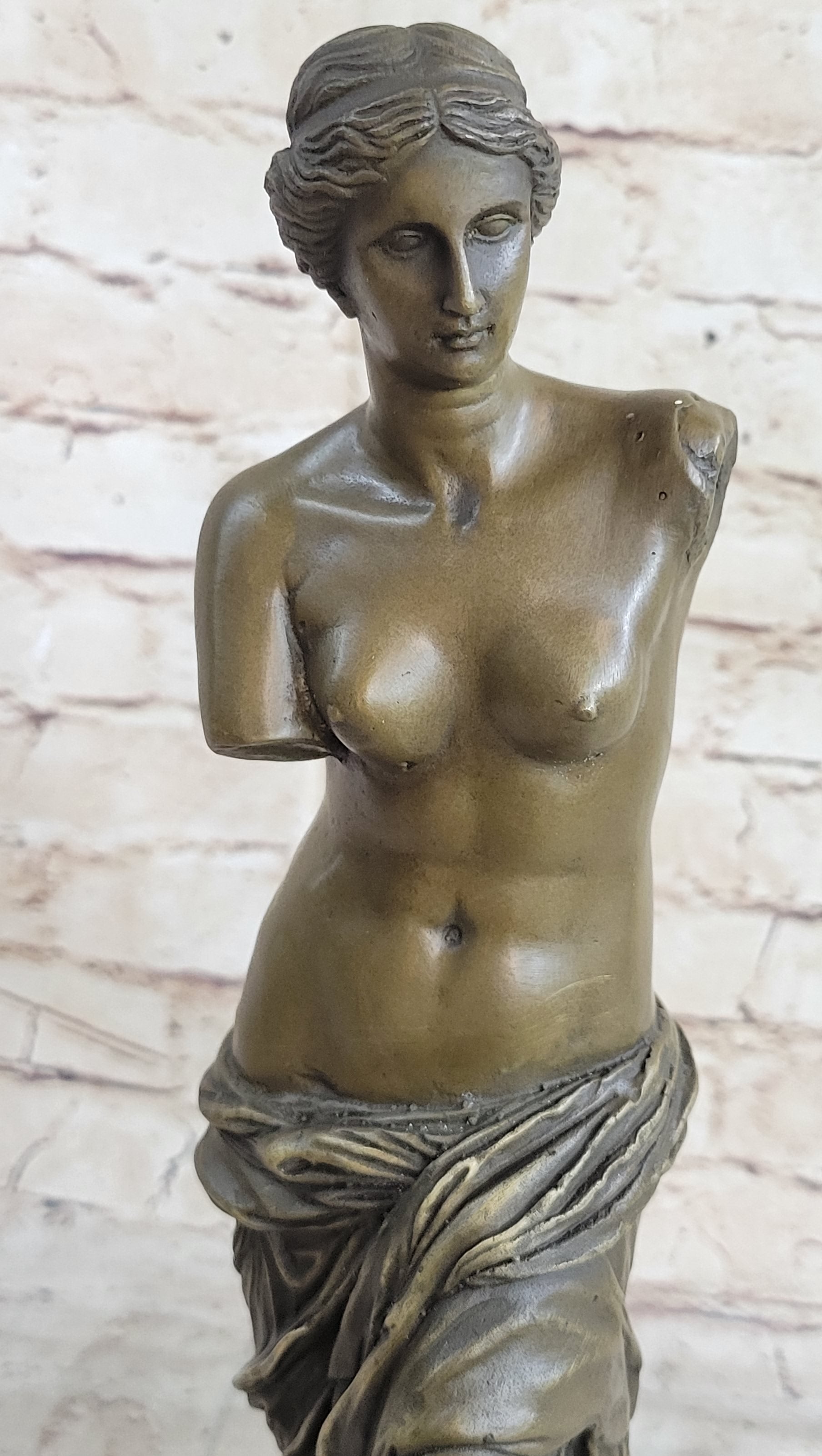 Venus de Milo Bronze Statue Sculpture Replica Louvre Classical Nude Figure 12" x 5"