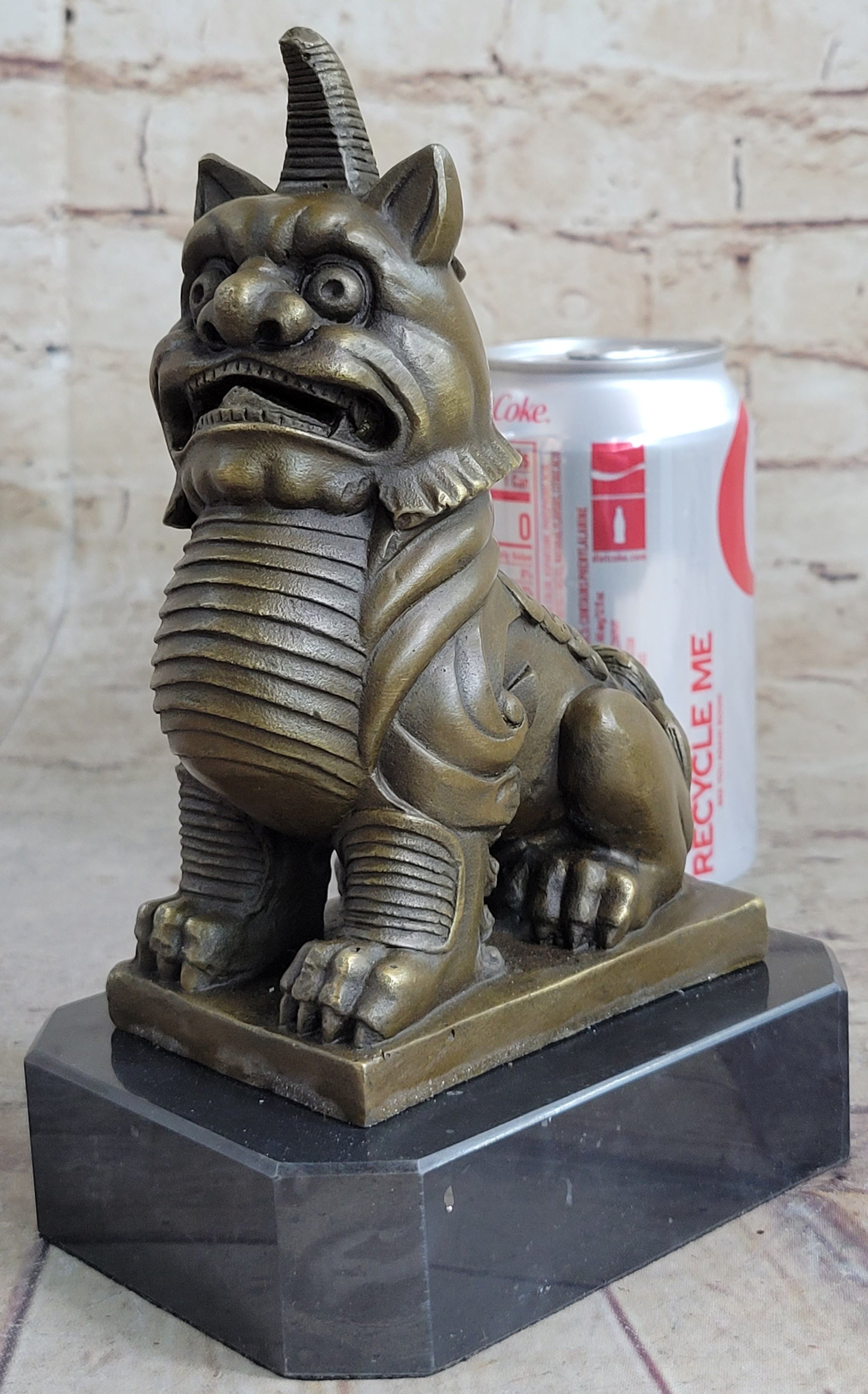 Vintage Fengshui Bronze Guardian Fu Foo Dogs Lion Erte