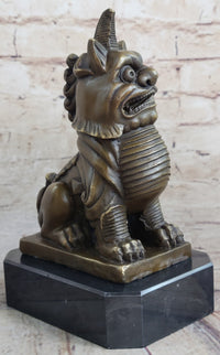Vintage Fengshui Bronze Guardian Fu Foo Dogs Lion Erte