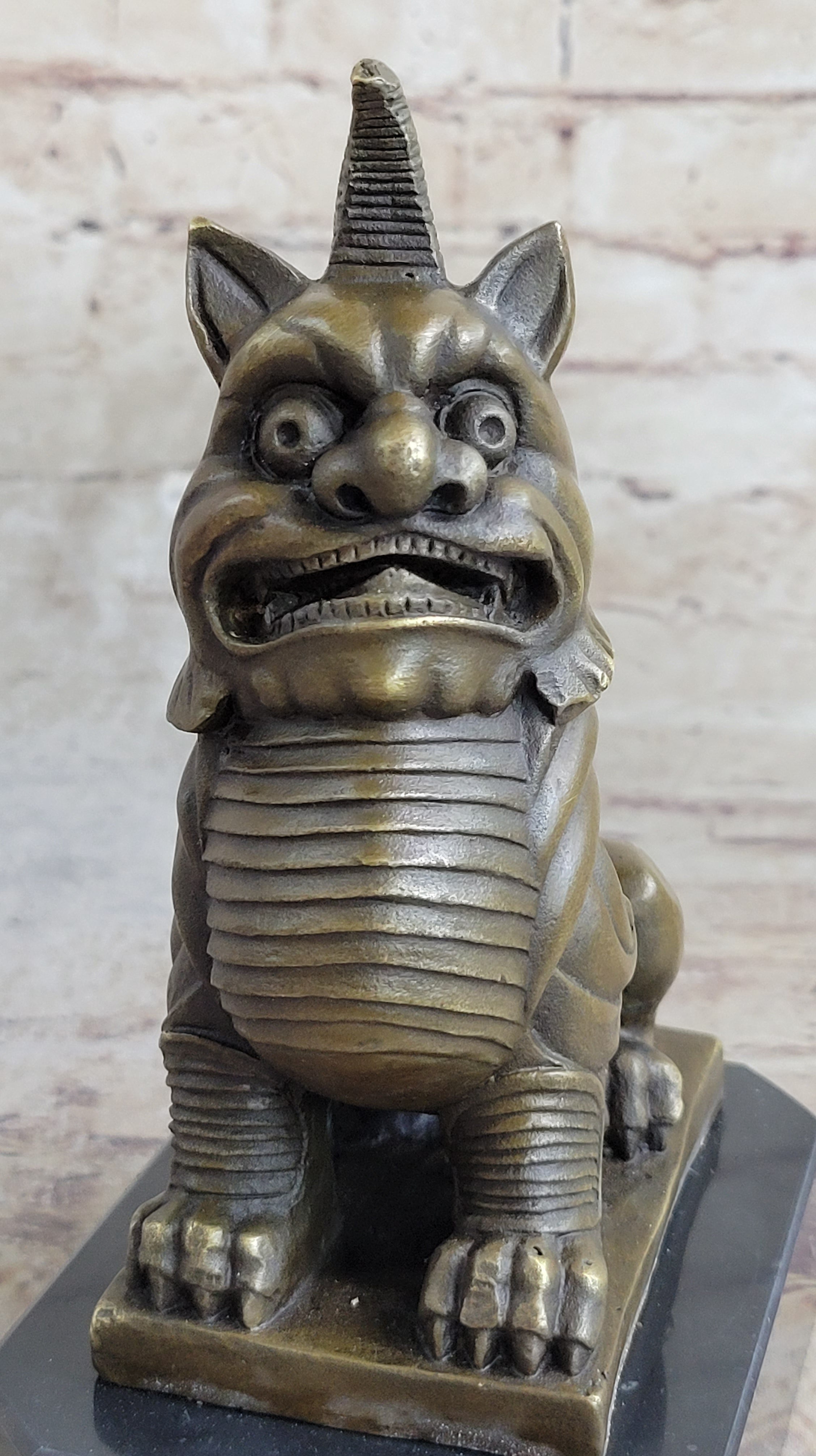 Vintage Fengshui Bronze Guardian Fu Foo Dogs Lion Erte