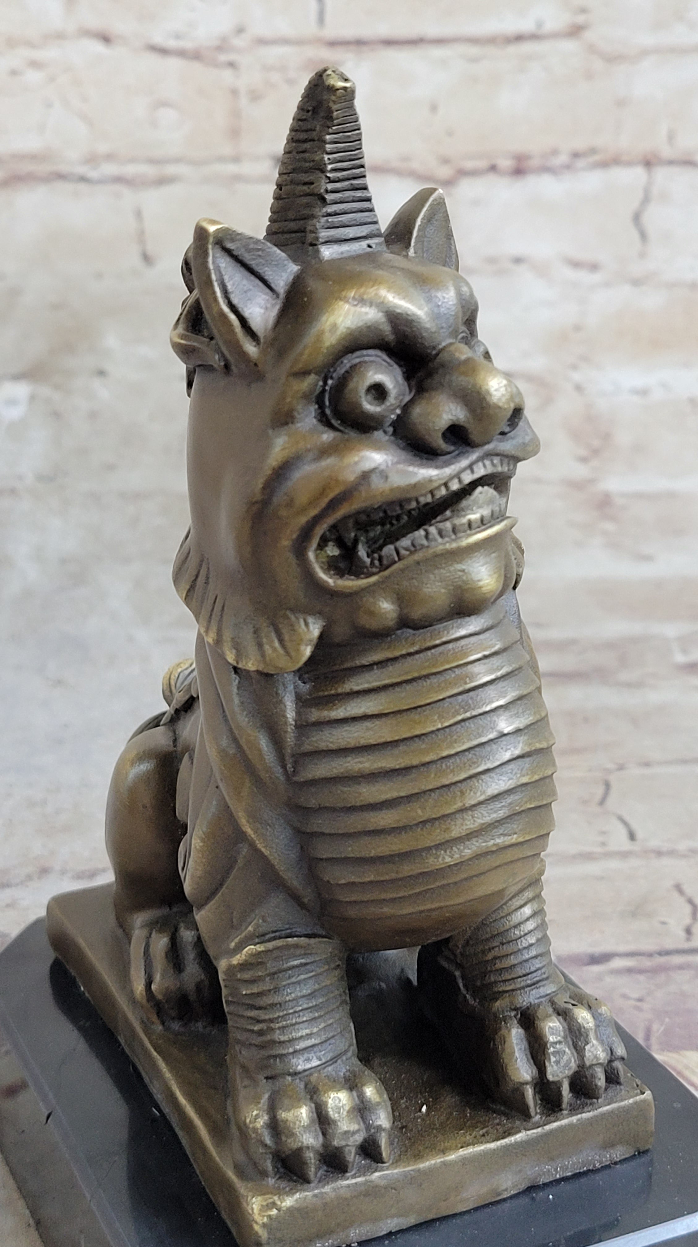 Vintage Fengshui Bronze Guardian Fu Foo Dogs Lion Erte