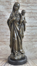 Madonna Virgin Mary w/ Baby Jesus Bronze 23" x 8"
