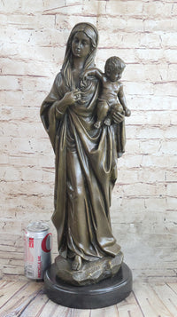 Madonna Virgin Mary w/ Baby Jesus Bronze 23" x 8"
