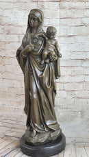 Madonna Virgin Mary w/ Baby Jesus Bronze 23" x 8"