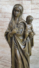 Madonna Virgin Mary w/ Baby Jesus Bronze 23" x 8"