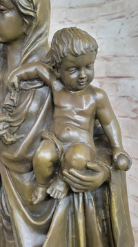 Madonna Virgin Mary w/ Baby Jesus Bronze 23" x 8"