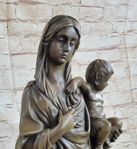 Madonna Virgin Mary w/ Baby Jesus Bronze 23" x 8"