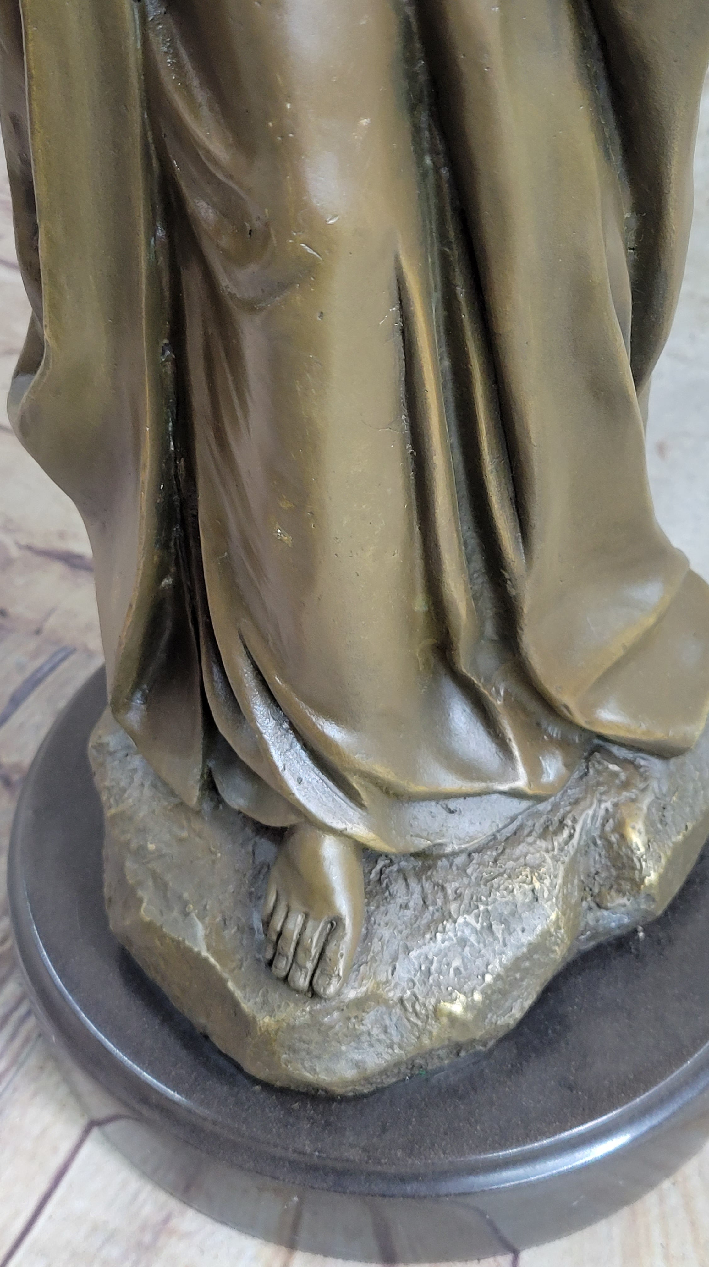 Madonna Virgin Mary w/ Baby Jesus Bronze 23" x 8"