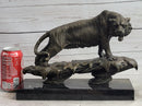 Bronze Tiger Sculpture on Marble Base – Fierce Big Cat