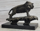 Bronze Tiger Sculpture on Marble Base – Fierce Big Cat