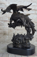 Signed Original Mythical Flying Dragon Bronze Sculpture