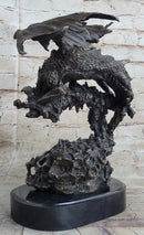 Signed Original Mythical Flying Dragon Bronze Sculpture