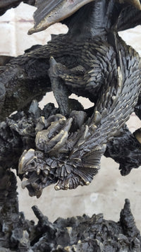 Signed Original Mythical Flying Dragon Bronze Sculpture