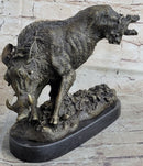 Wild Boar Feral Hog Bronze Sculpture on Marble Base