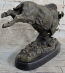 Wild Boar Feral Hog Bronze Sculpture on Marble Base
