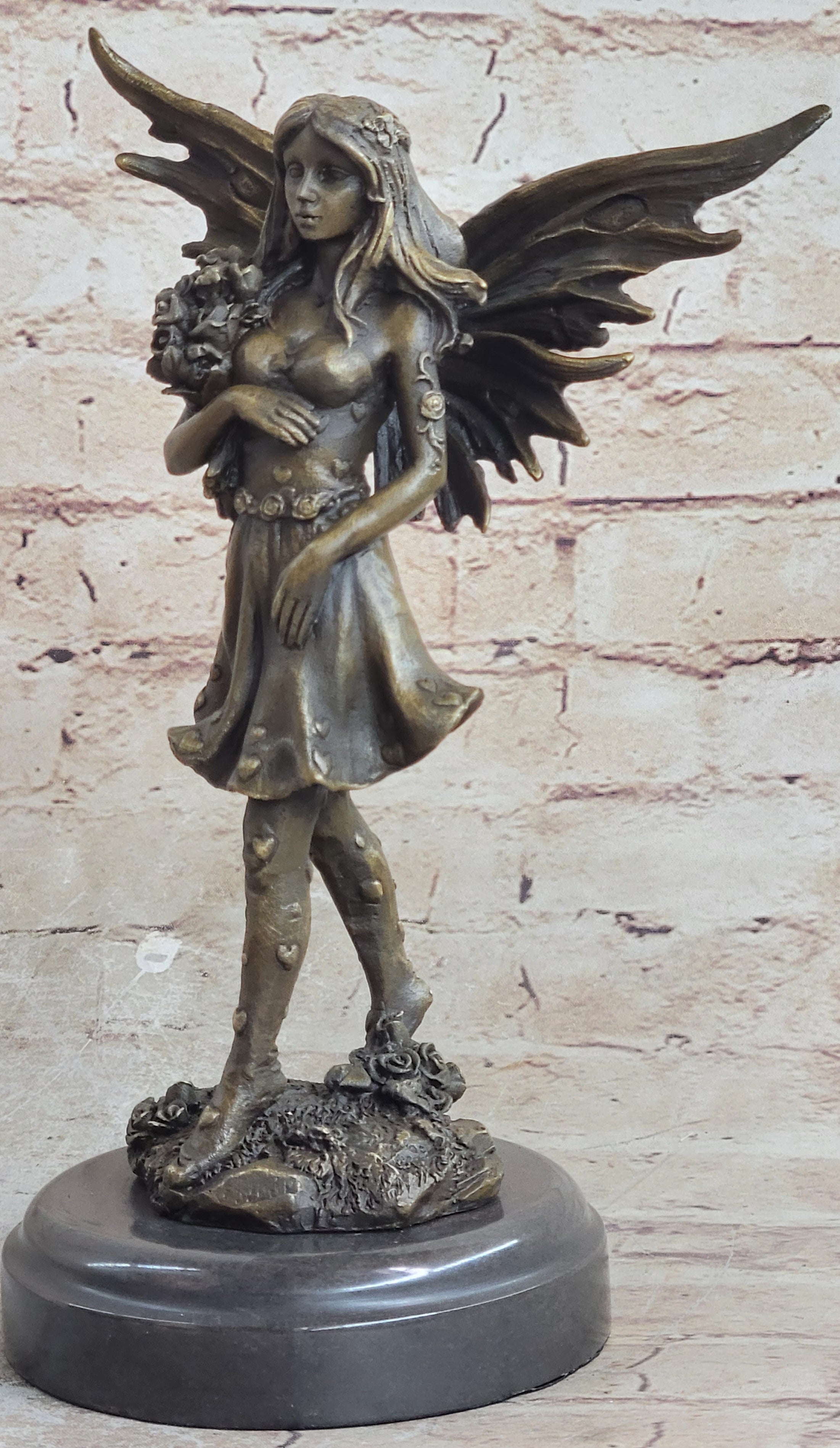 Art Deco Fantasy Butterfly Fairy Angel Bronze Artwork