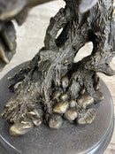 Bear Catching Salmon Bronze Metal Bust on Marble Base