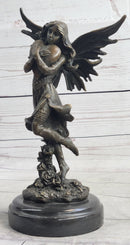 Fairy Angel Girl Clutching Heart Bronze Sculpture Love Valentine