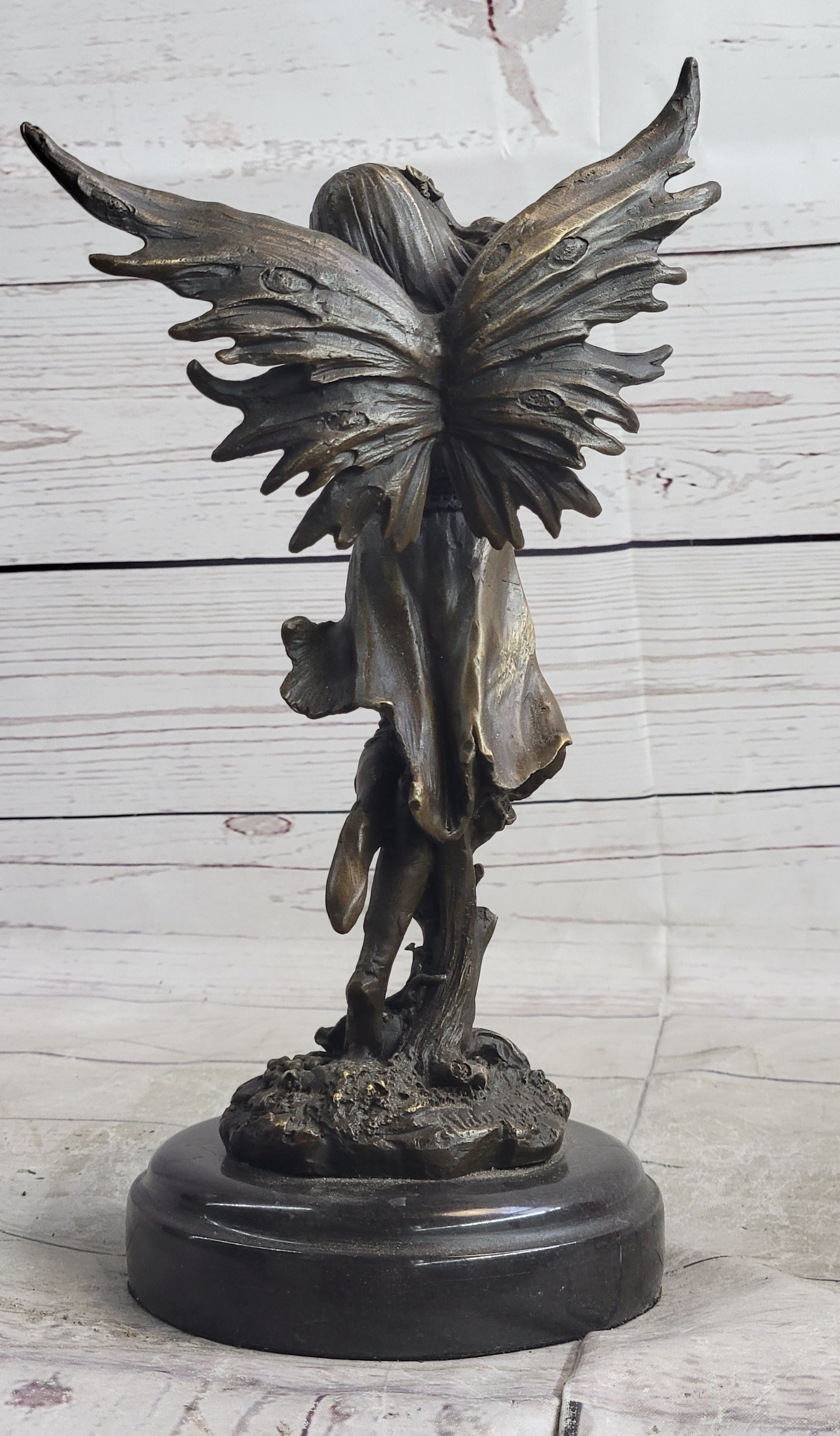 Fairy Angel Girl Clutching Heart Bronze Sculpture Love Valentine