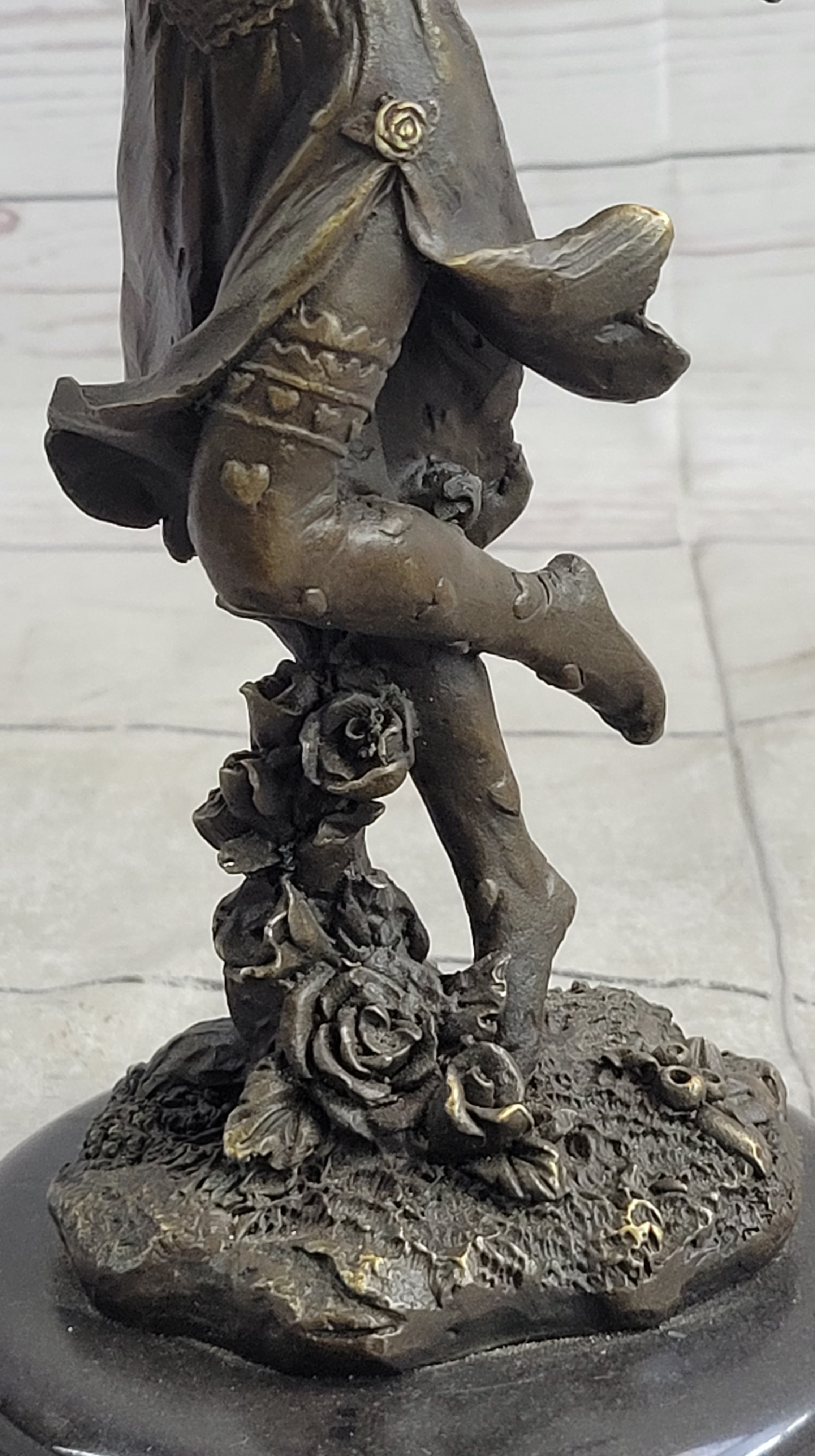 Fairy Angel Girl Clutching Heart Bronze Sculpture Love Valentine