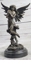 Fairy Angel Girl Clutching Heart Bronze Sculpture Love Valentine