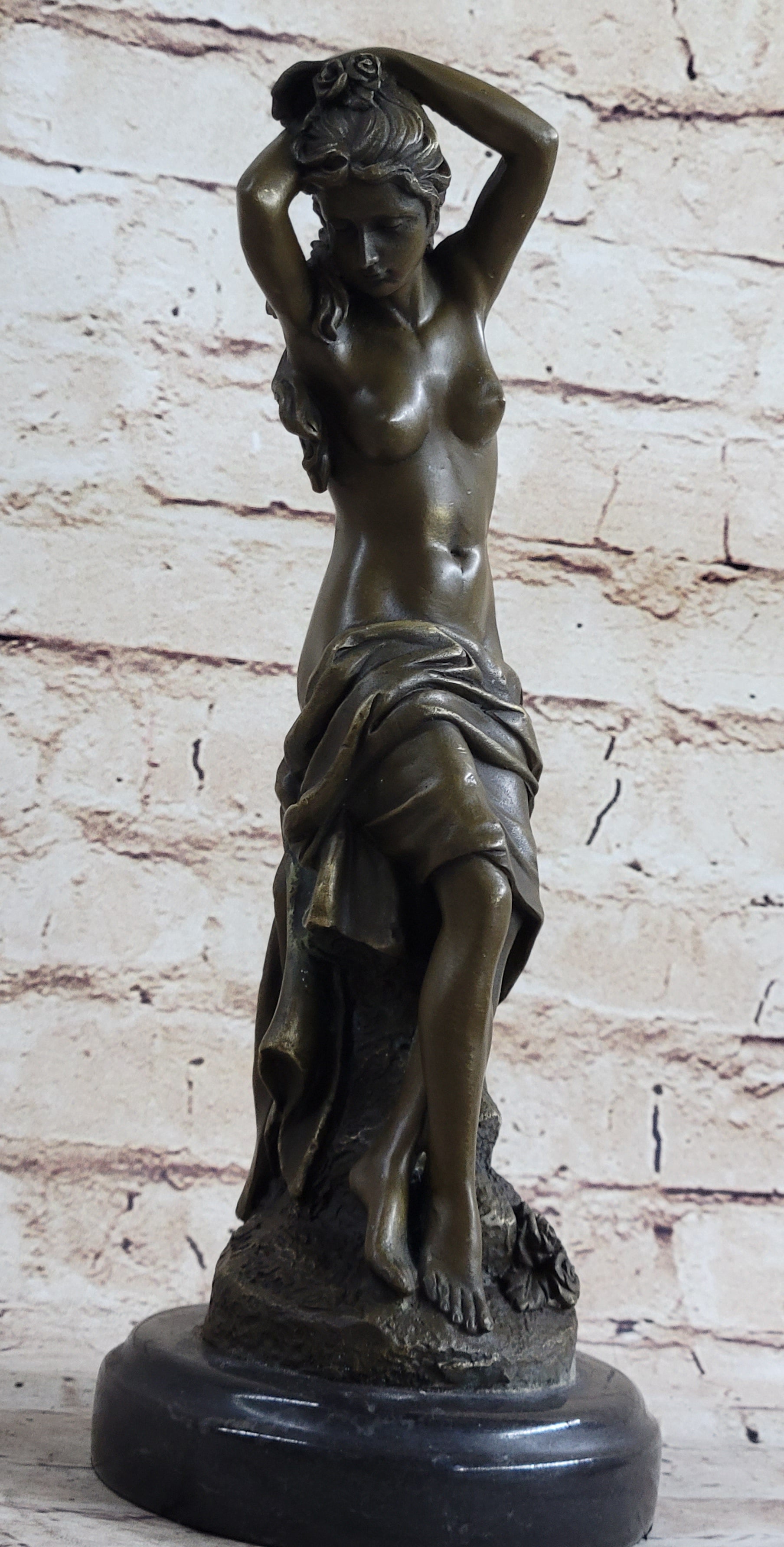 Nude Classical Female Beautiful Girl Bronze Statue Original Sculpture Figure 12" x 4.5"