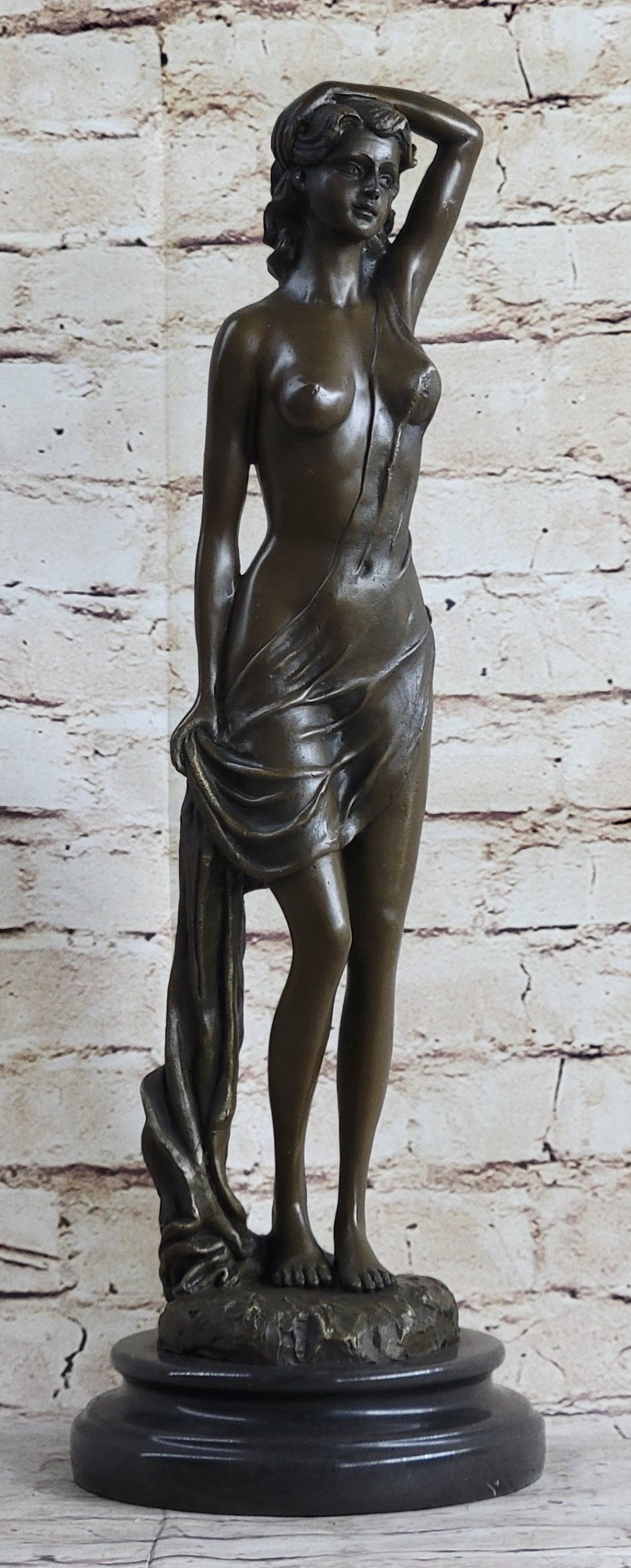 Nude Female Figure Sexy Erotic Bronze Sculpture Signed 18" x 6"