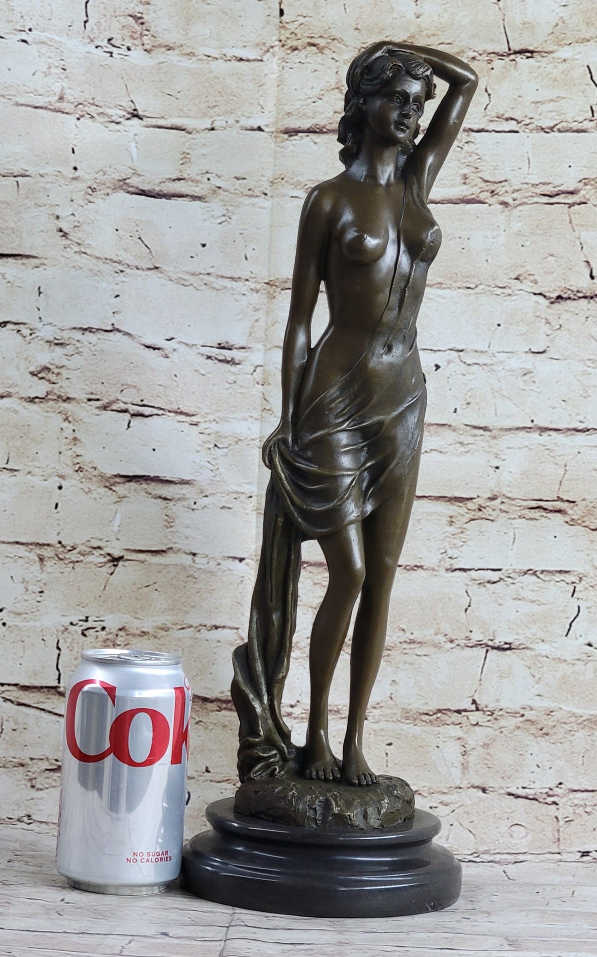 Nude Female Figure Sexy Erotic Bronze Sculpture Signed 18" x 6"