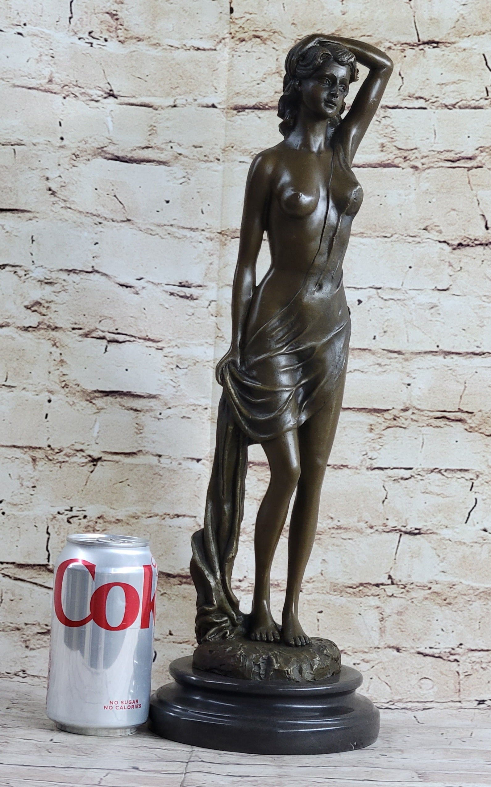 Nude Female Figure Sexy Erotic Bronze Sculpture Signed 18" x 6"