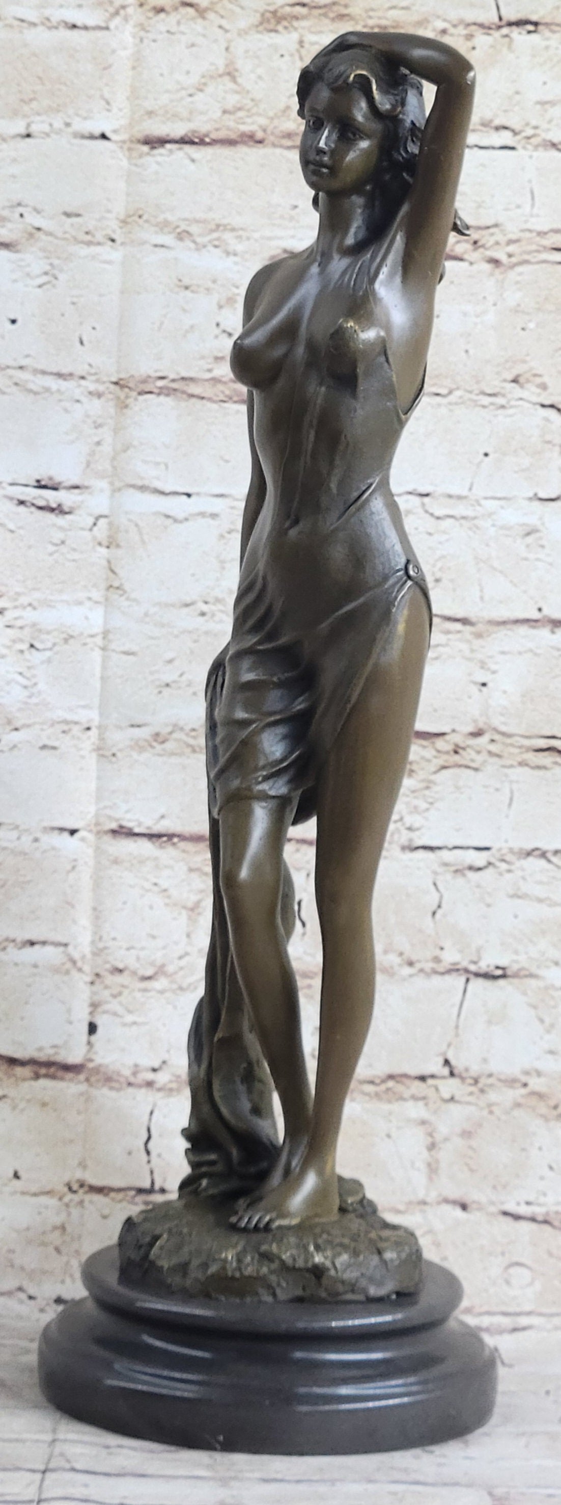 Nude Female Figure Sexy Erotic Bronze Sculpture Signed 18" x 6"