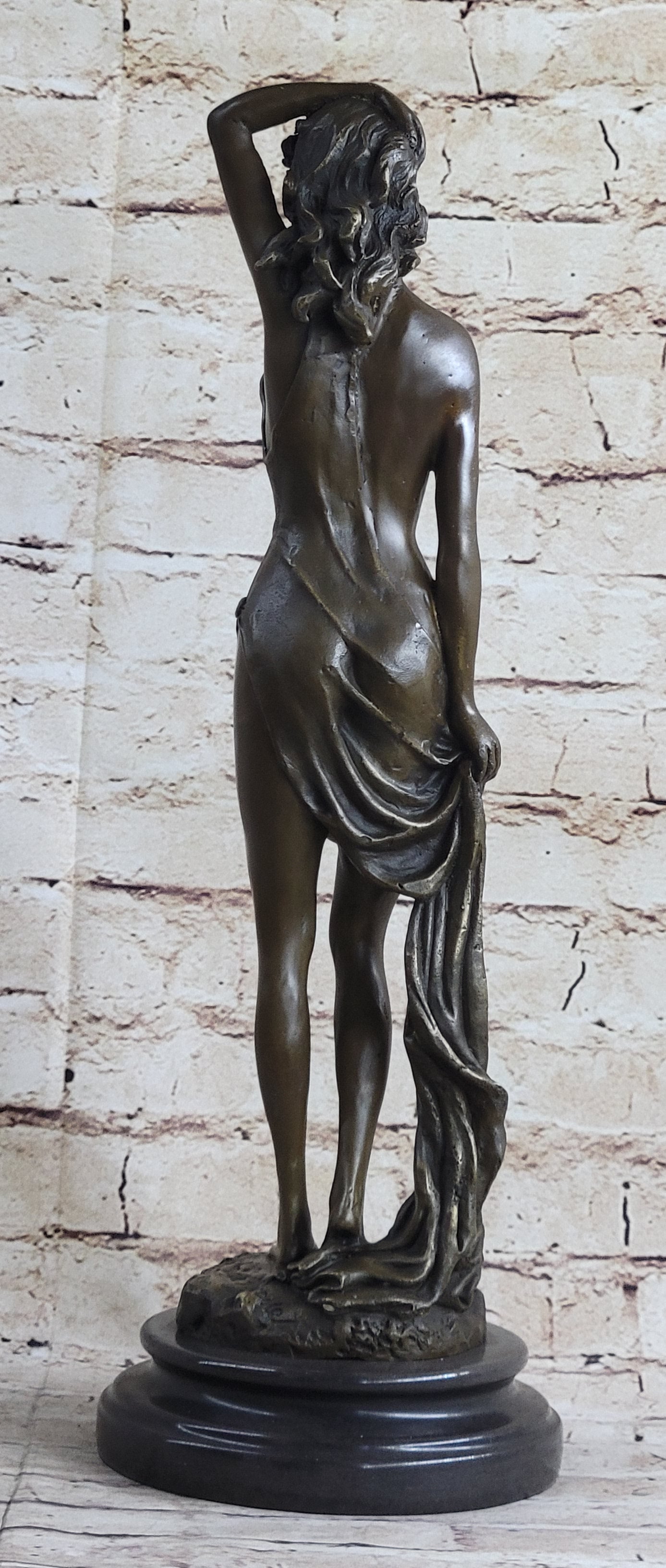 Nude Female Figure Sexy Erotic Bronze Sculpture Signed 18" x 6"