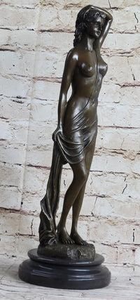 Nude Female Figure Sexy Erotic Bronze Sculpture Signed 18" x 6"