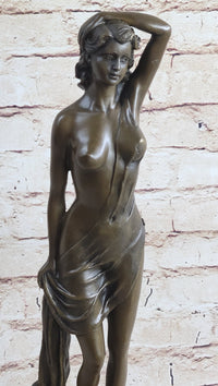 Nude Female Figure Sexy Erotic Bronze Sculpture Signed 18" x 6"