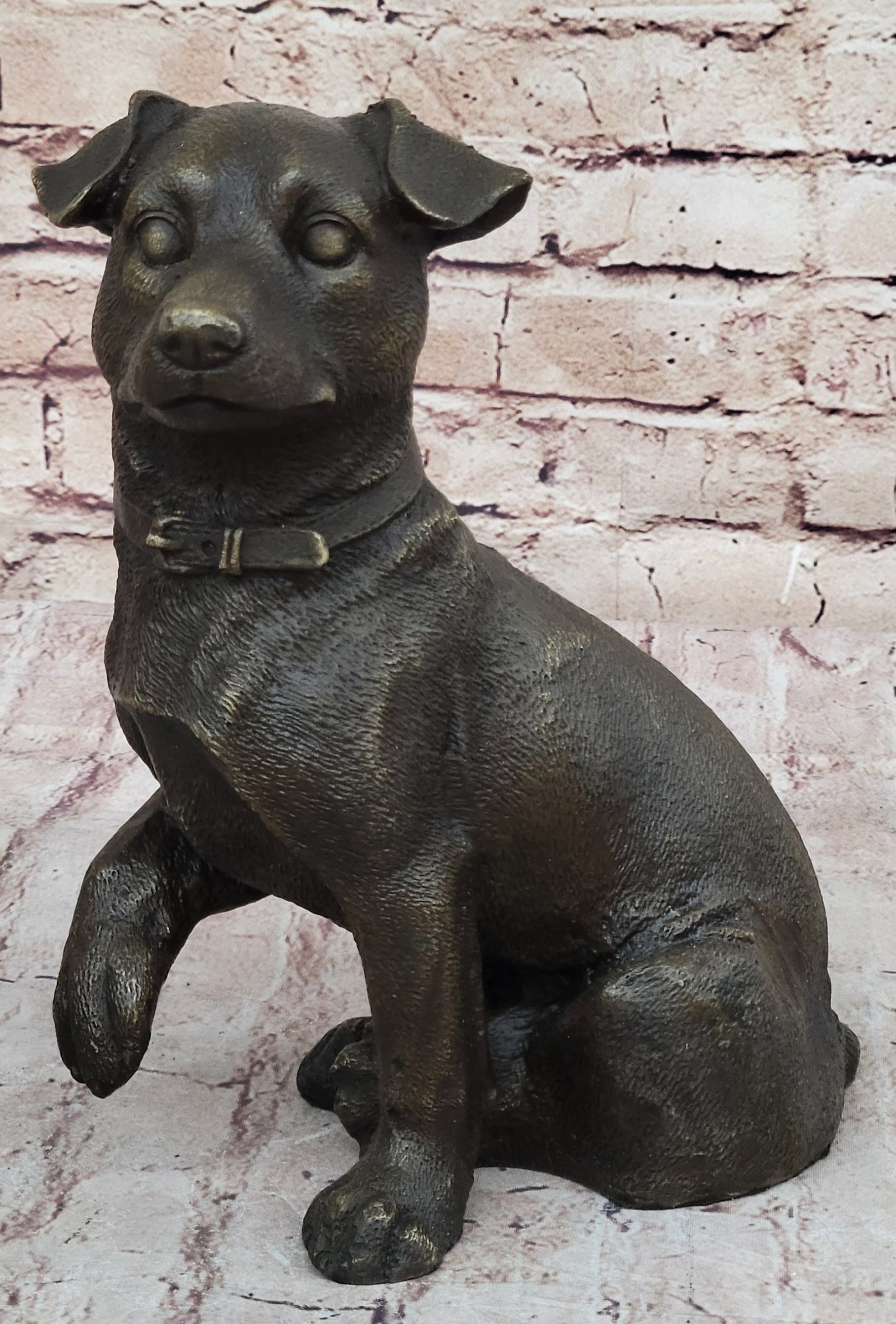 Bronze Jack Russell Terrier Puppy Dog Sculpture Signed