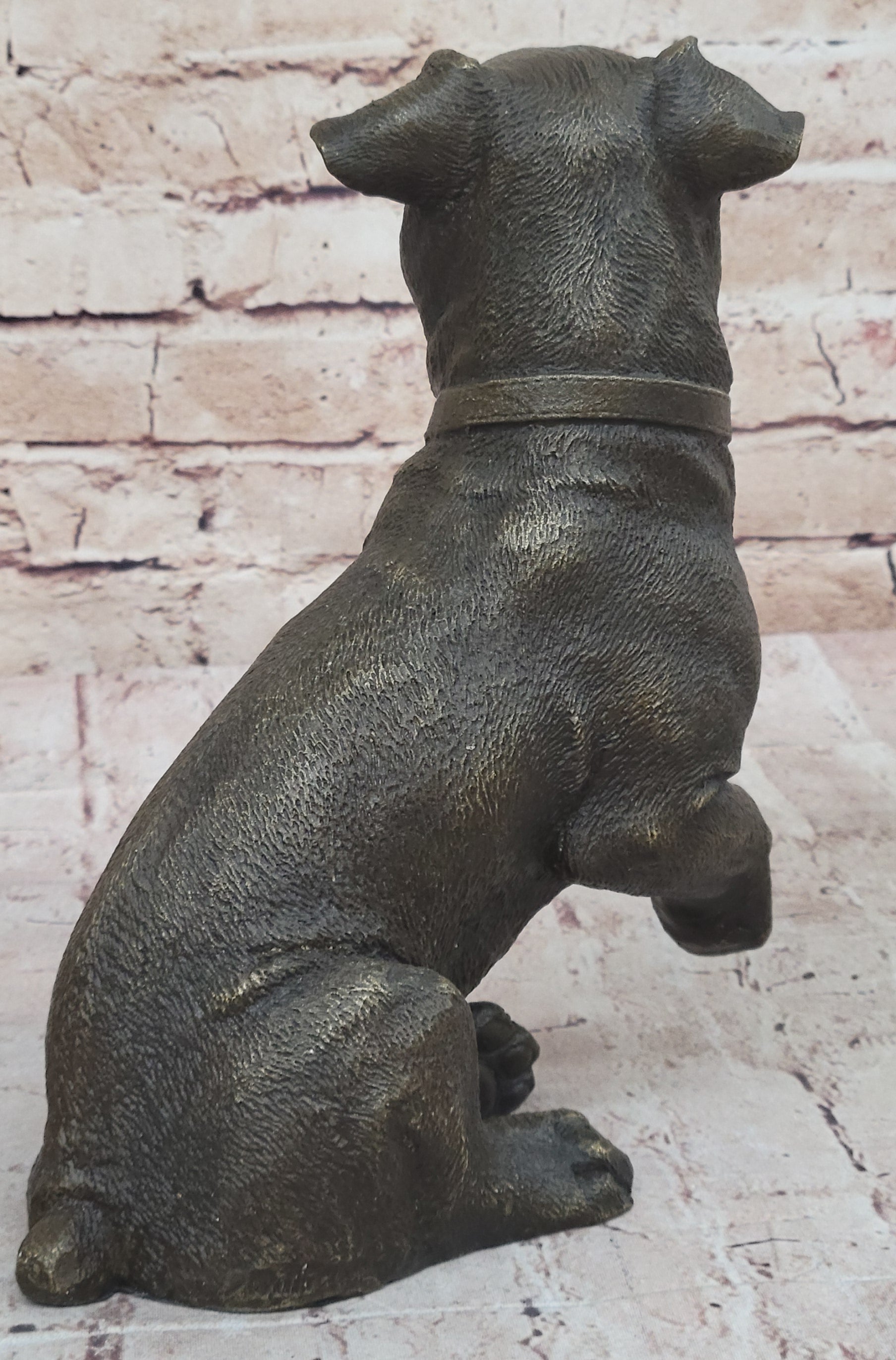Bronze Jack Russell Terrier Puppy Dog Sculpture Signed