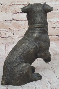 Bronze Jack Russell Terrier Puppy Dog Sculpture Signed
