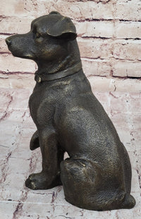 Bronze Jack Russell Terrier Puppy Dog Sculpture Signed