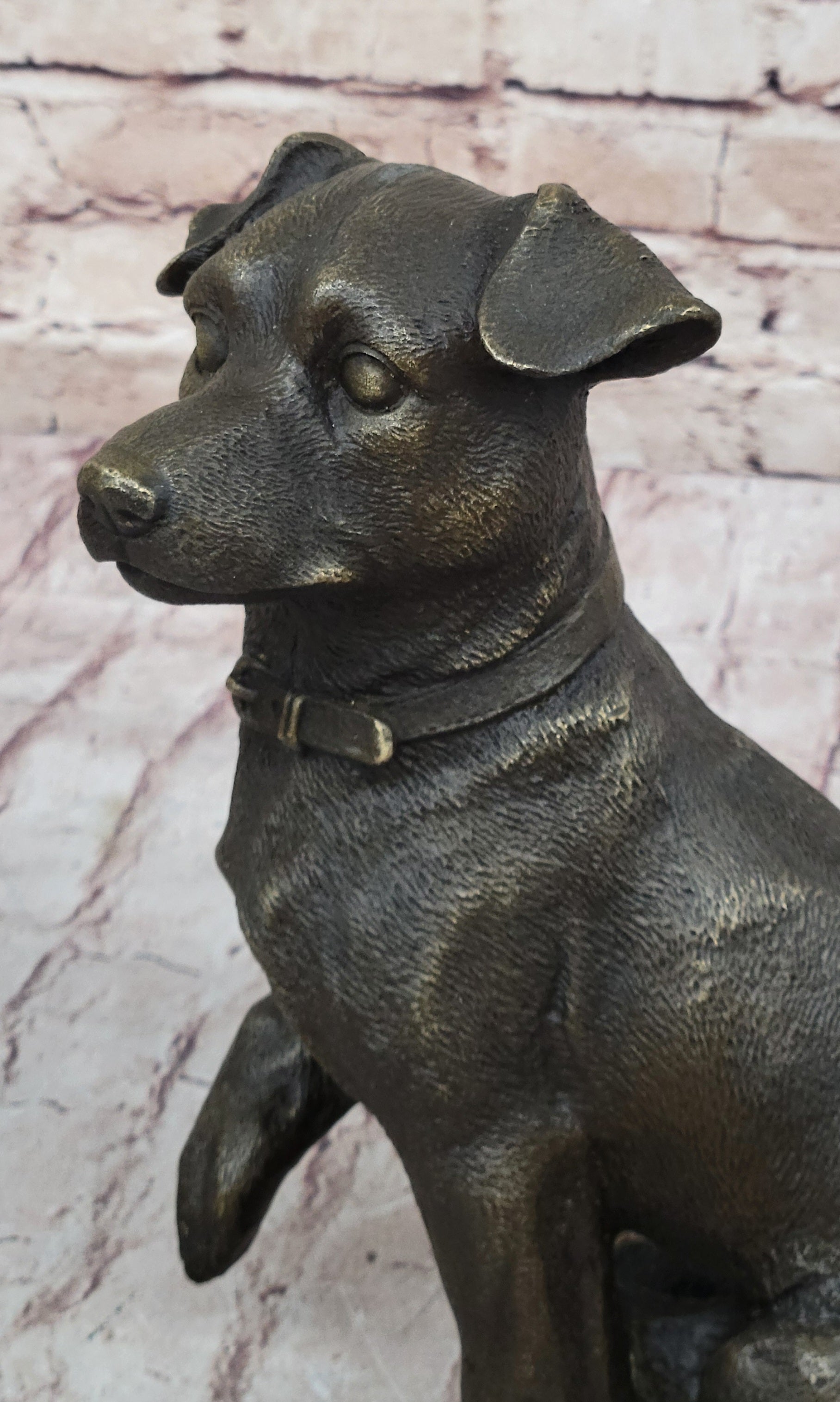 Bronze Jack Russell Terrier Puppy Dog Sculpture Signed