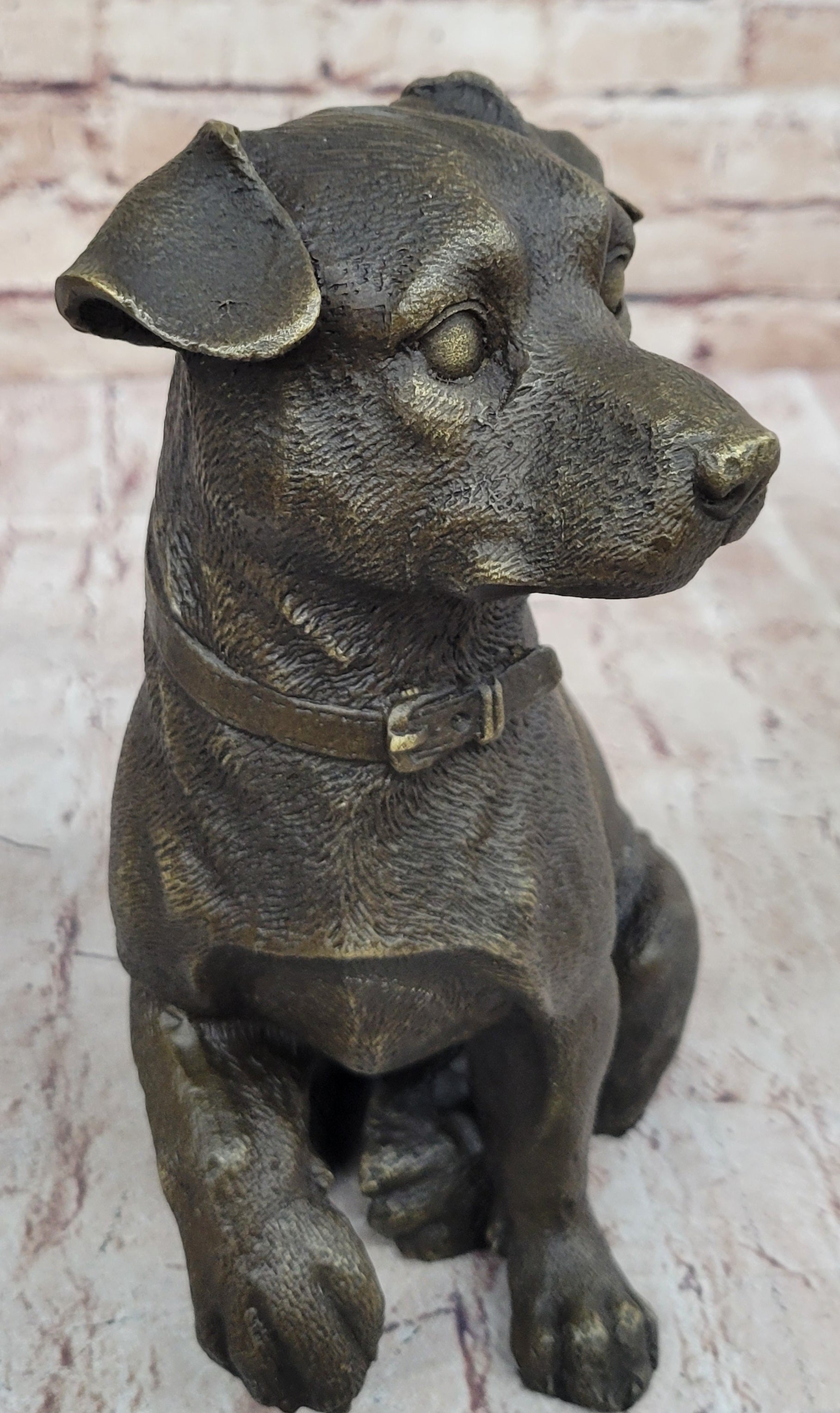Bronze Jack Russell Terrier Puppy Dog Sculpture Signed