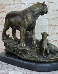 Hot Cast Bronze Tiger Family Sculpture Wildlife Art