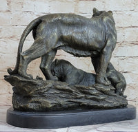 Hot Cast Bronze Tiger Family Sculpture Wildlife Art