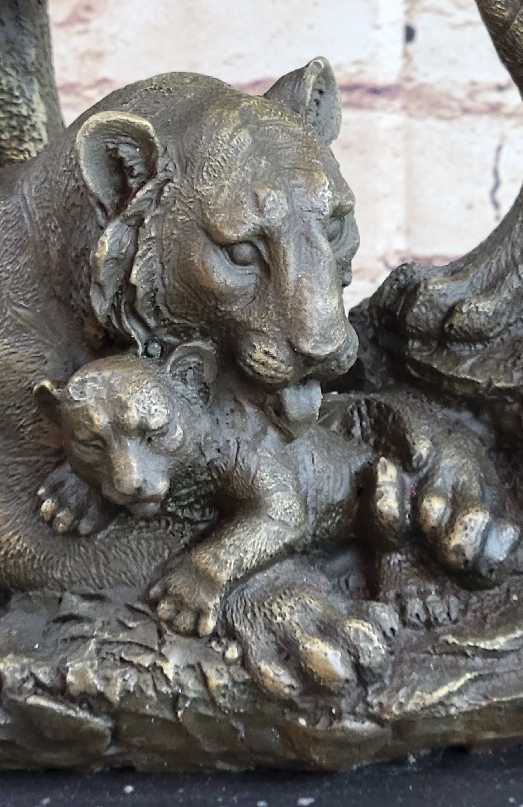 Hot Cast Bronze Tiger Family Sculpture Wildlife Art