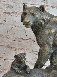 Hot Cast Bronze Tiger Family Sculpture Wildlife Art