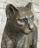Mountain Lion Puma Panther Cougar Bronze Sculpture on Marble Base