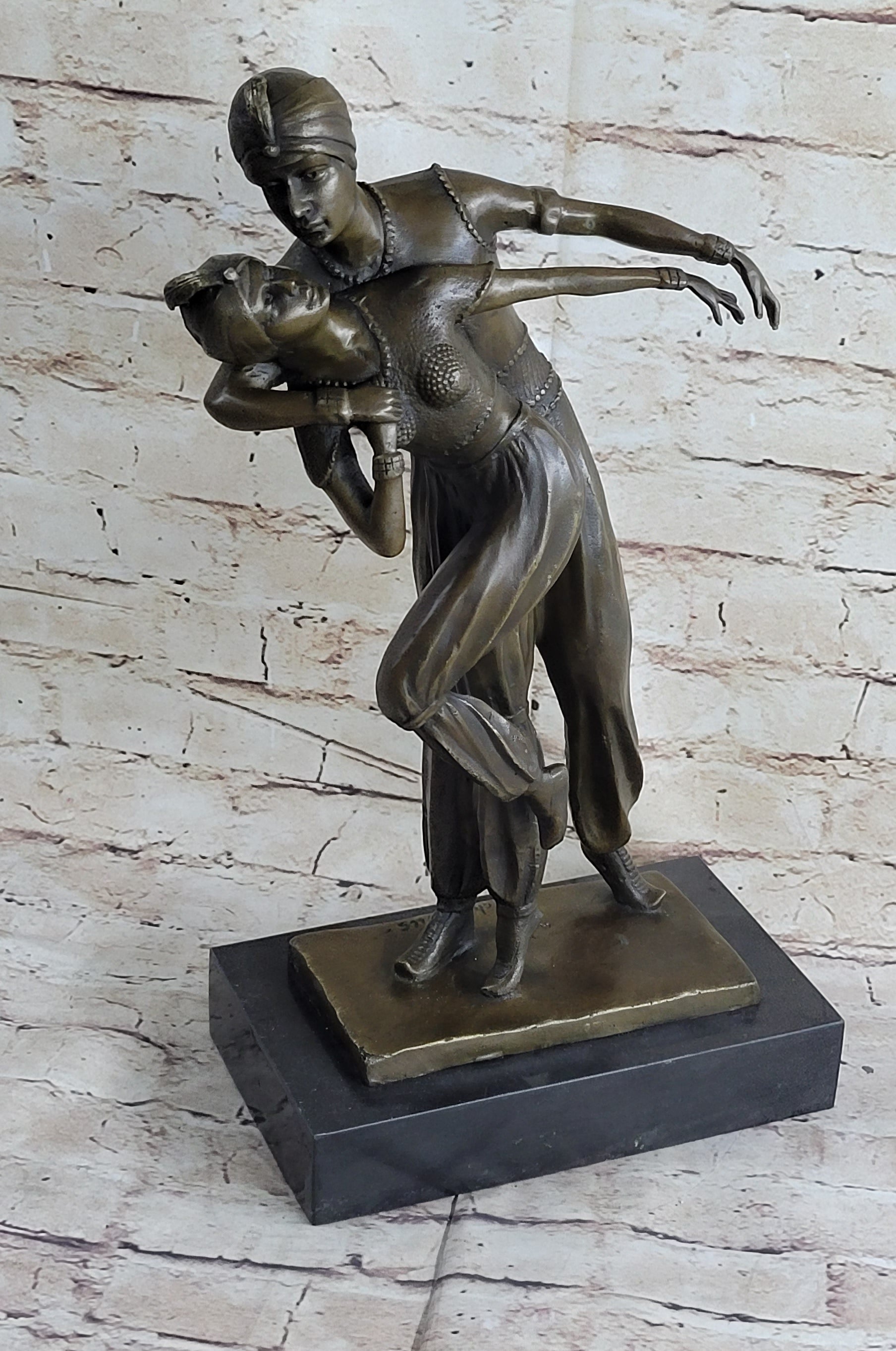 Signed Persian Dancers Bronze Sculpture Hot Cast Art Deco