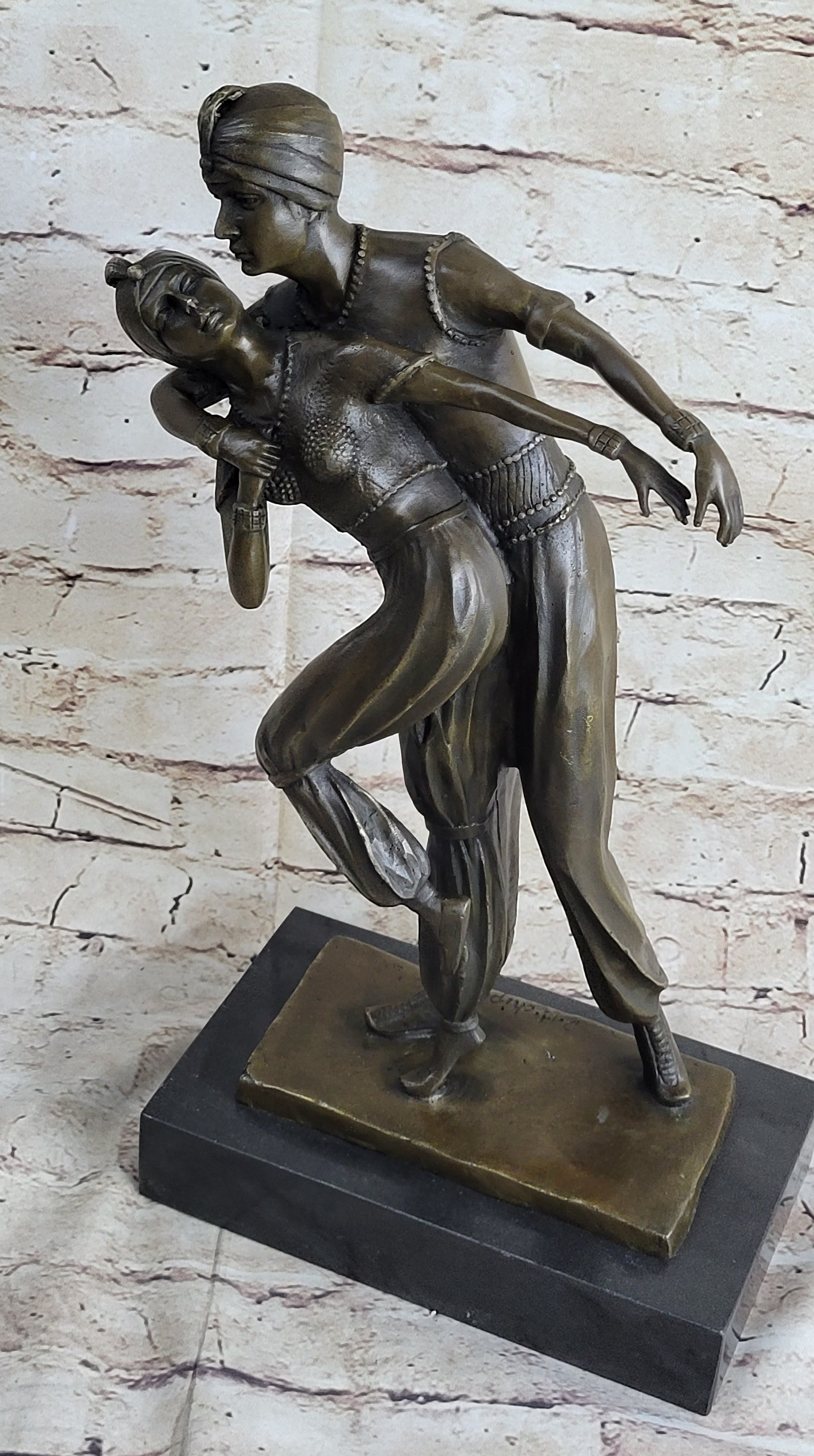 Signed Persian Dancers Bronze Sculpture Hot Cast Art Deco