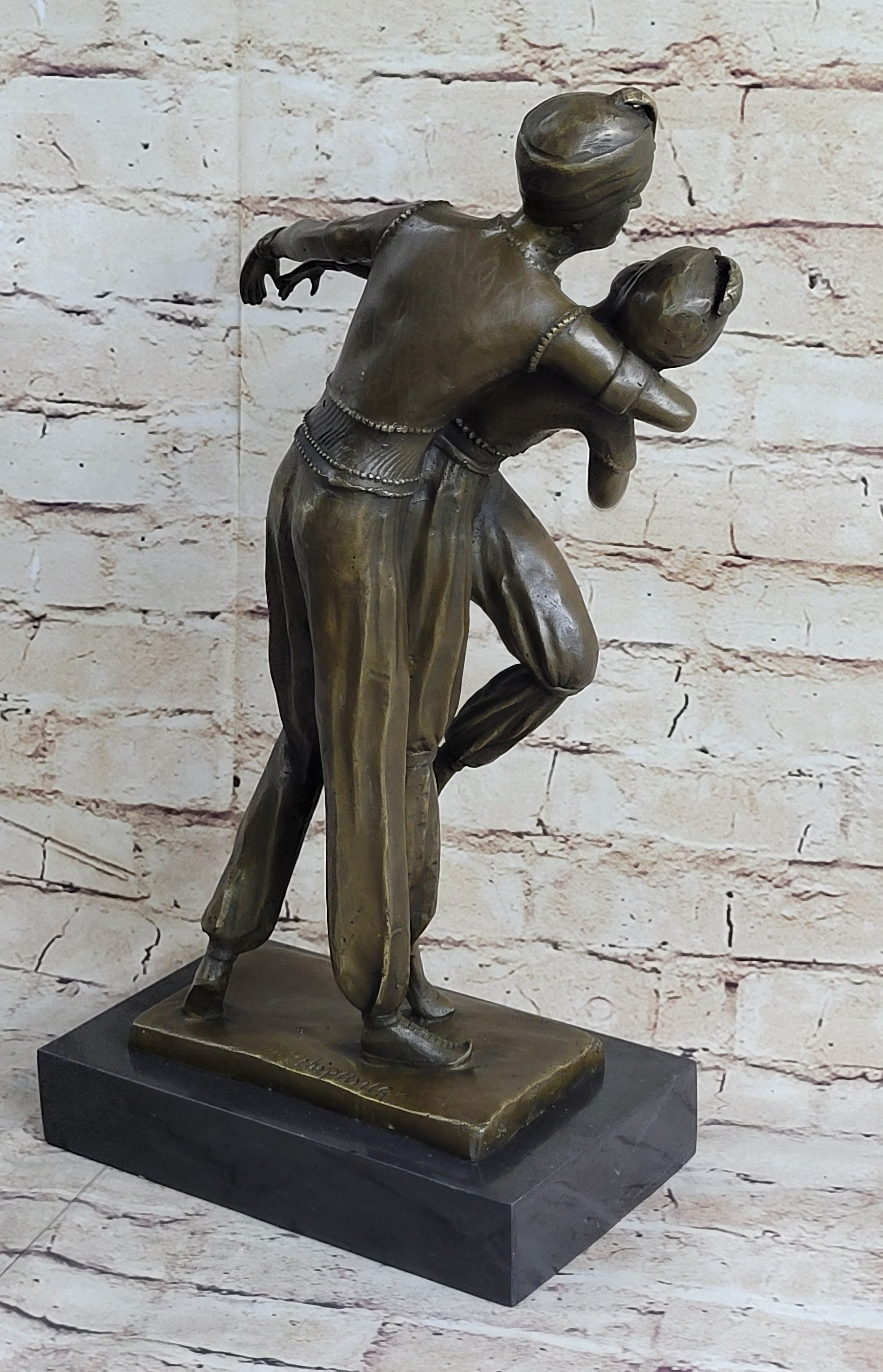 Signed Persian Dancers Bronze Sculpture Hot Cast Art Deco
