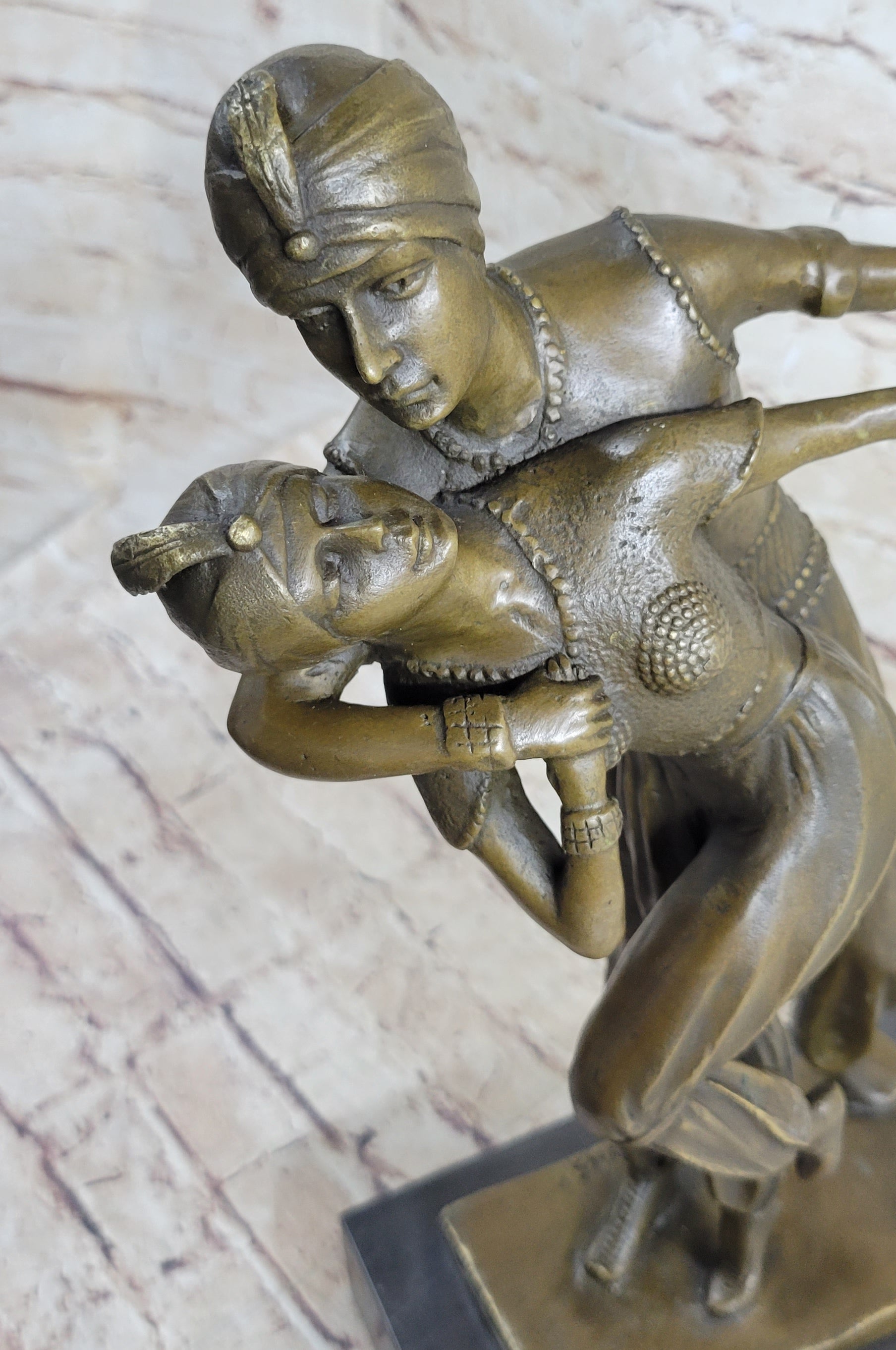 Signed Persian Dancers Bronze Sculpture Hot Cast Art Deco