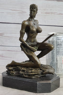 Xena Warrior Amazon Fantasy Girl Bronze Sculpture on Marble Base