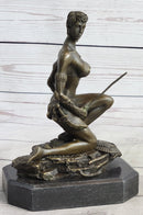 Xena Warrior Amazon Fantasy Girl Bronze Sculpture on Marble Base